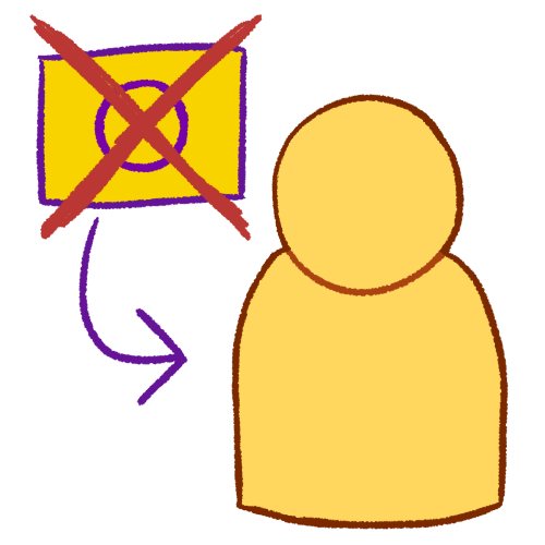 a drawing of a plain yellow person, with a crossed out intersex flag next to them and a purple arrow pointing from it to them